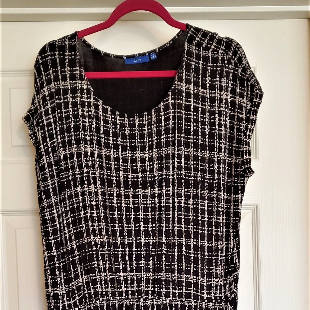 Apt. 9 Women's inched Waist Dress w Side Pockets (XXL) Black/Ivory (Gently Used)